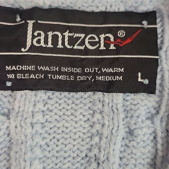 Jantzen Vintage Cable Knit V-Neck Sweater Vest Size L. Baby blue - Picture 4 of 4